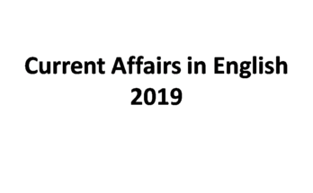 Current Affairs 2019 in English with Answers PDF Free Download